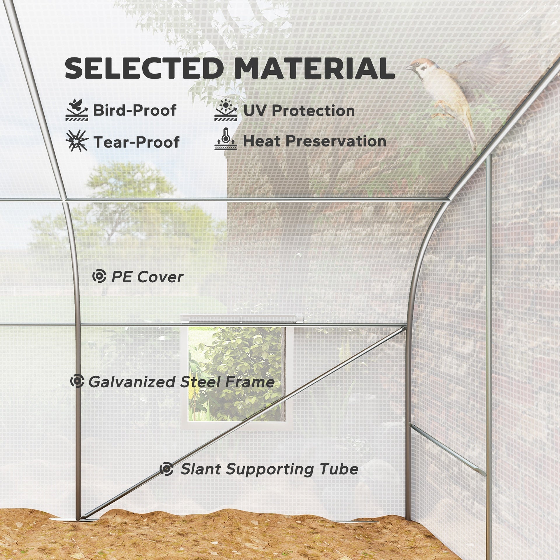 Outsunny Walk In Tunnel Greenhouse, Portable Outdoor Plant House with Roll Up Doors