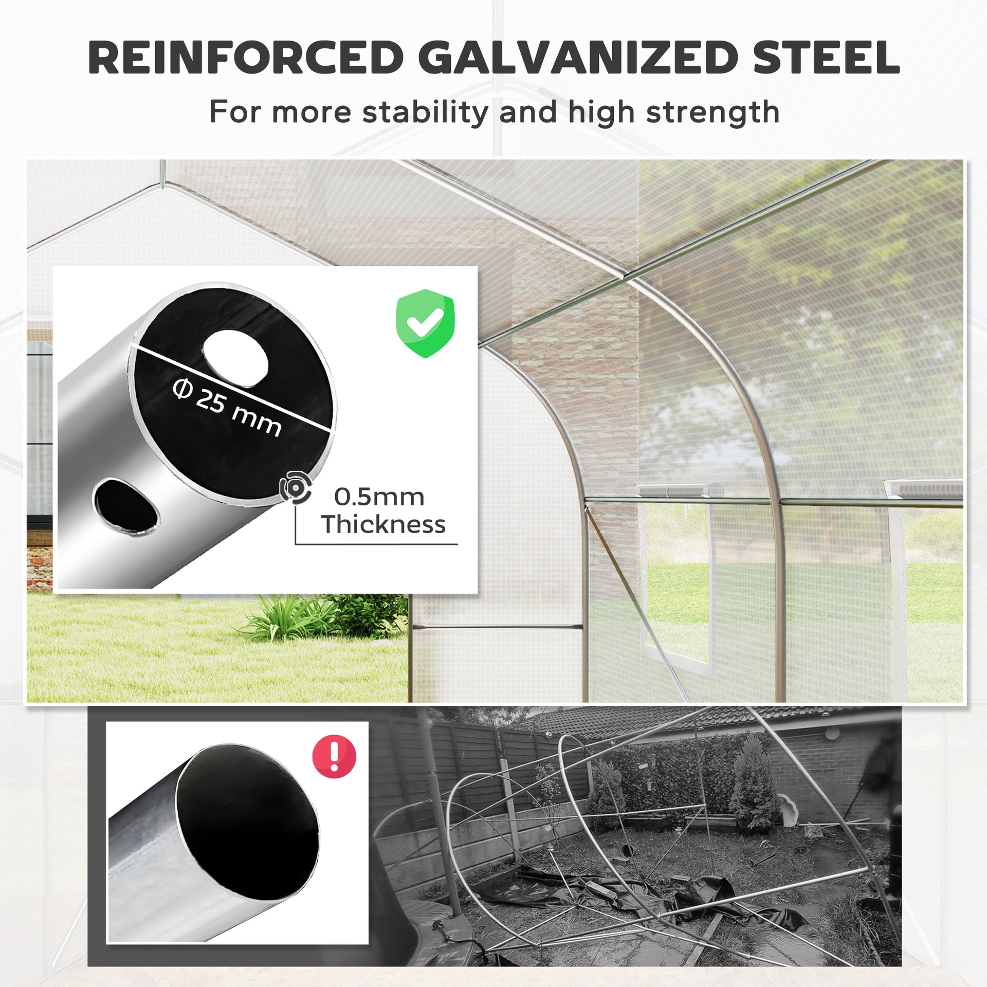 Outsunny Walk In Tunnel Greenhouse, Portable Outdoor Plant House with Roll Up Doors