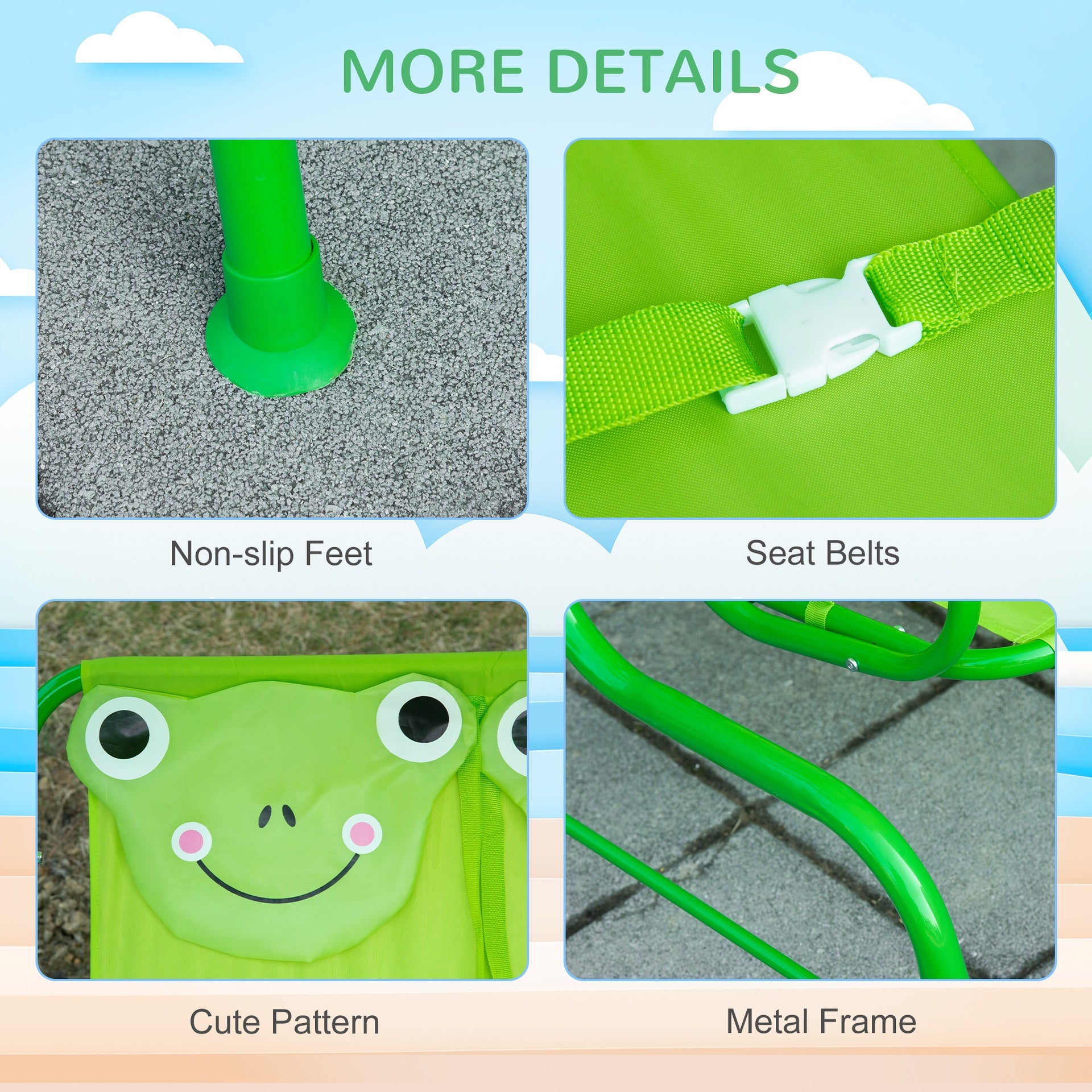 Outsunny Kids Patio Swing, Adjustable Canopy Swing Glider, Kids Outdoor Swing Chair with 2 Seats, Seat-Belted Safety, Green