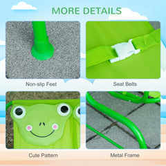 Outsunny Kids Patio Swing, Adjustable Canopy Swing Glider, Kids Outdoor Swing Chair with 2 Seats, Seat-Belted Safety, Green