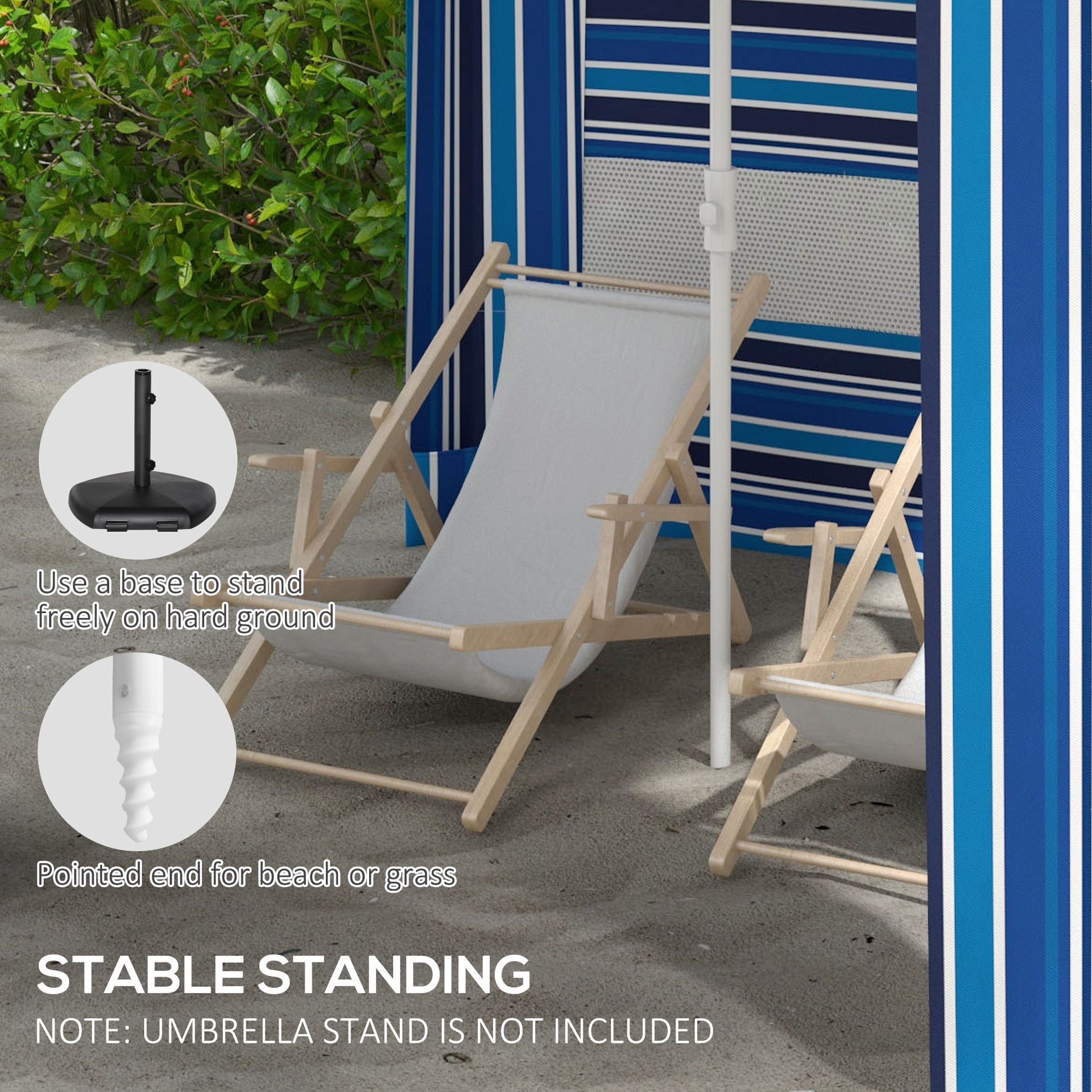 Outsunny 5.8' x 5.8' Cabana Umbrella for Travel, Walls, Vents, Ruffles, Carry Bag, Beach Umbrella, Blue Stripe