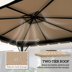 Outsunny Model 84C-051 or 84C-269 10' x 10' Gazebo Replacement Canopy, Khaki