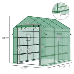 Outsunny 8' x 6' x 7' Temporary Greenhouse for Growing Flowers with Mesh Door & Windows Green