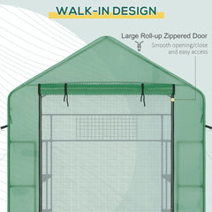 Outsunny 8' x 6' x 7' Temporary Greenhouse for Growing Flowers with Mesh Door & Windows Green