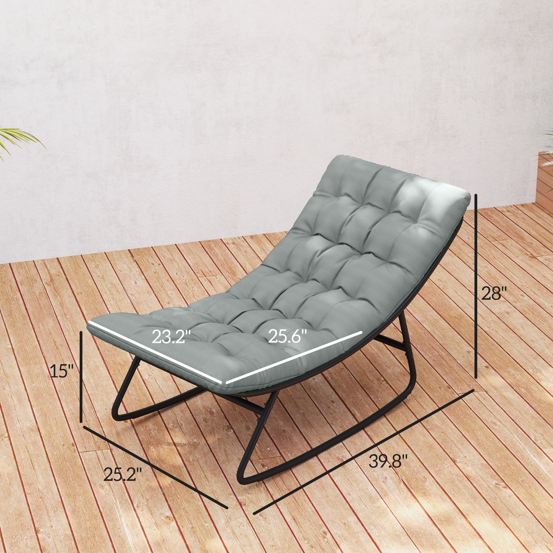 Outsunny 2 Pieces Outdoor Patio Rocking Chairs, Rocking Porch Chairs with Mesh Deep Seats for Indoor, Porch, Balcony, Dark Gray