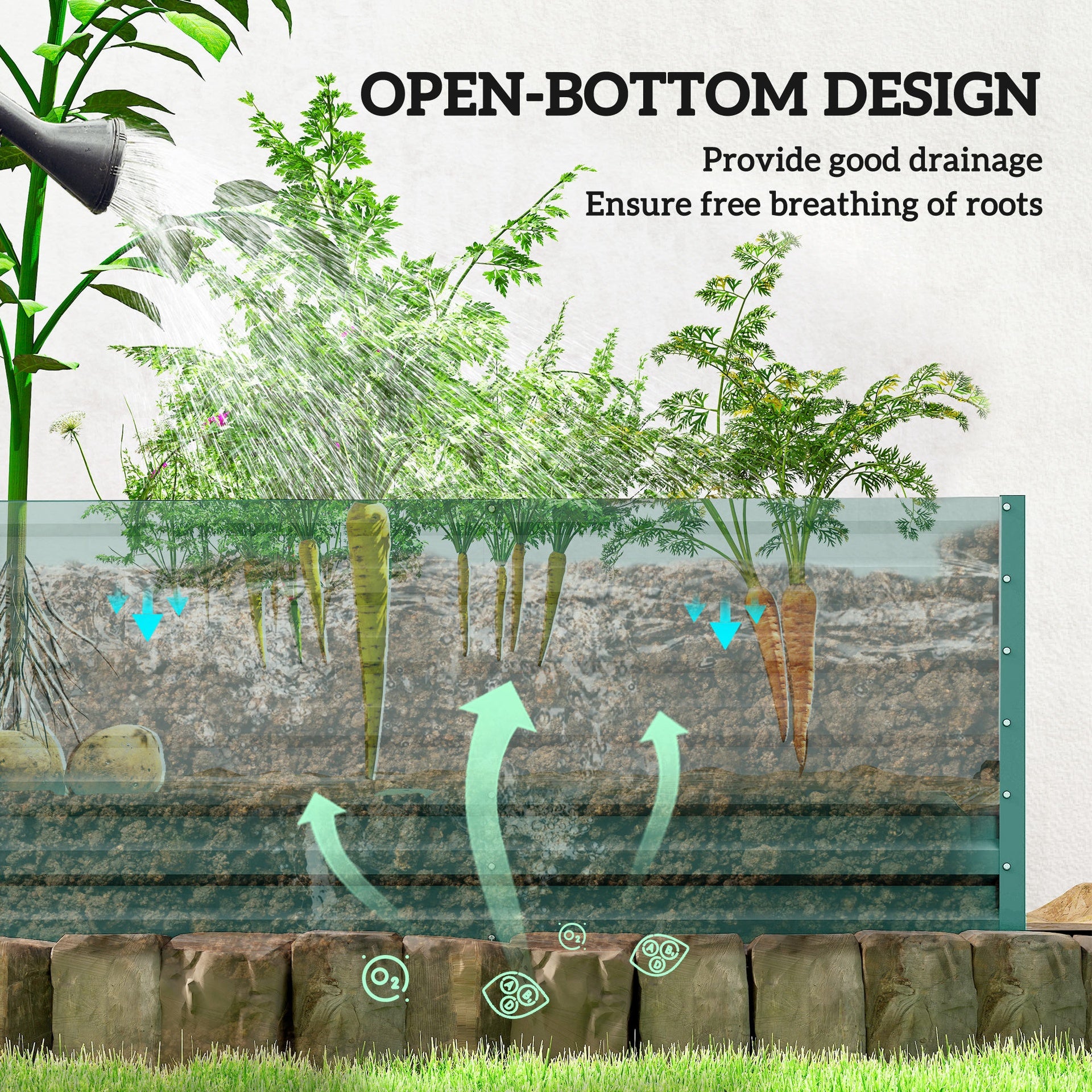 Outsunny Greenhouse with Raised Garden Bed, Galvanized Steel Outdoor Greenhouse with Roll Up Door, 56" x 56" x 75", Green