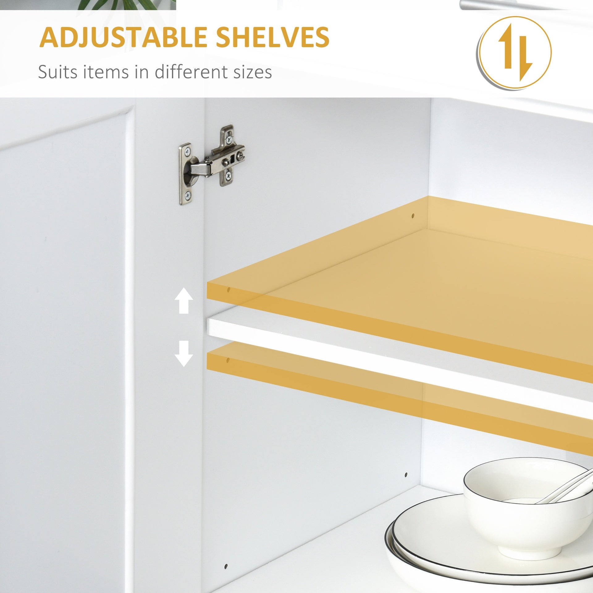 HOMCOM White Pantry Cabinet with Adjustable Shelving for Kitchen, Perfect for Family, White