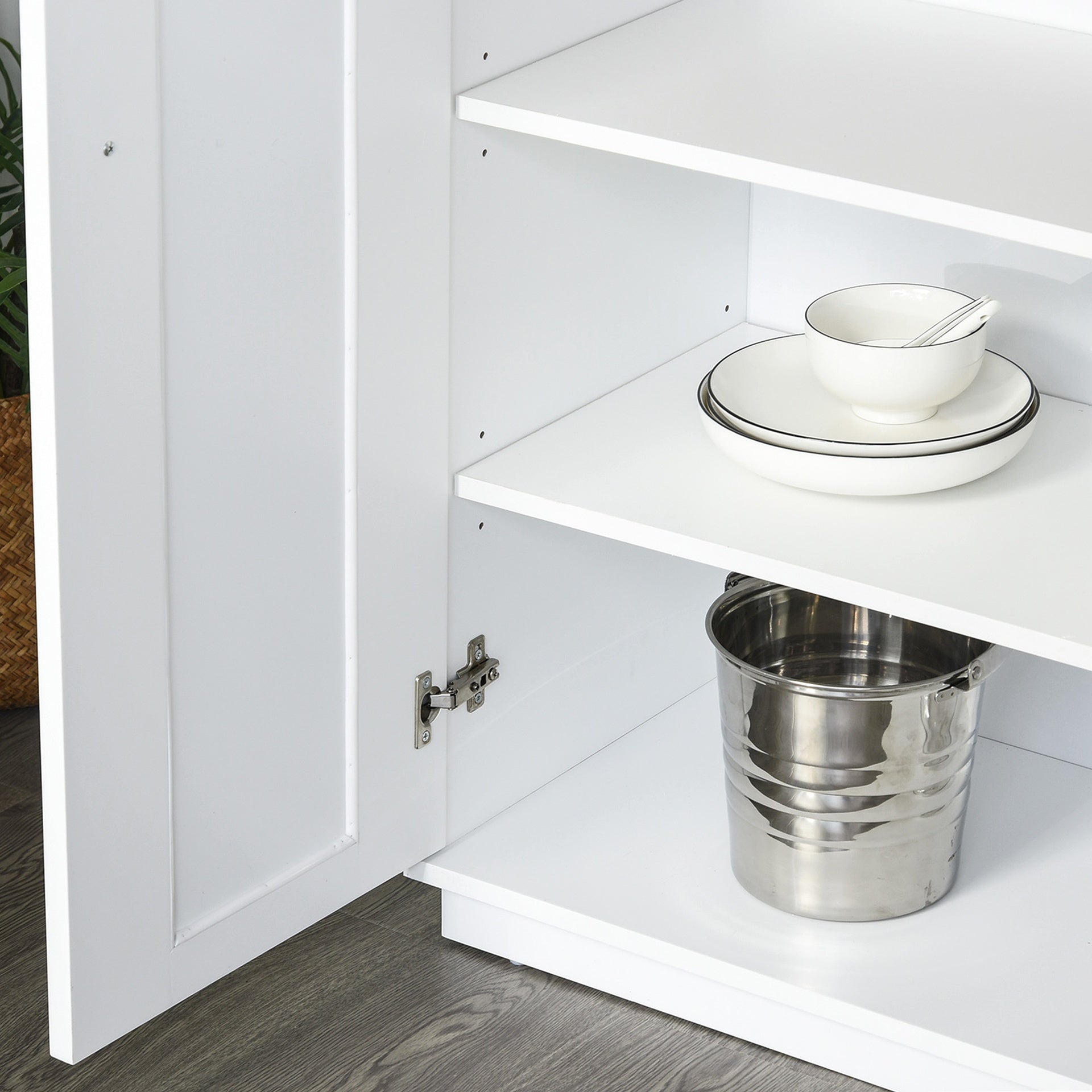HOMCOM White Pantry Cabinet with Adjustable Shelving for Kitchen, Perfect for Family, White