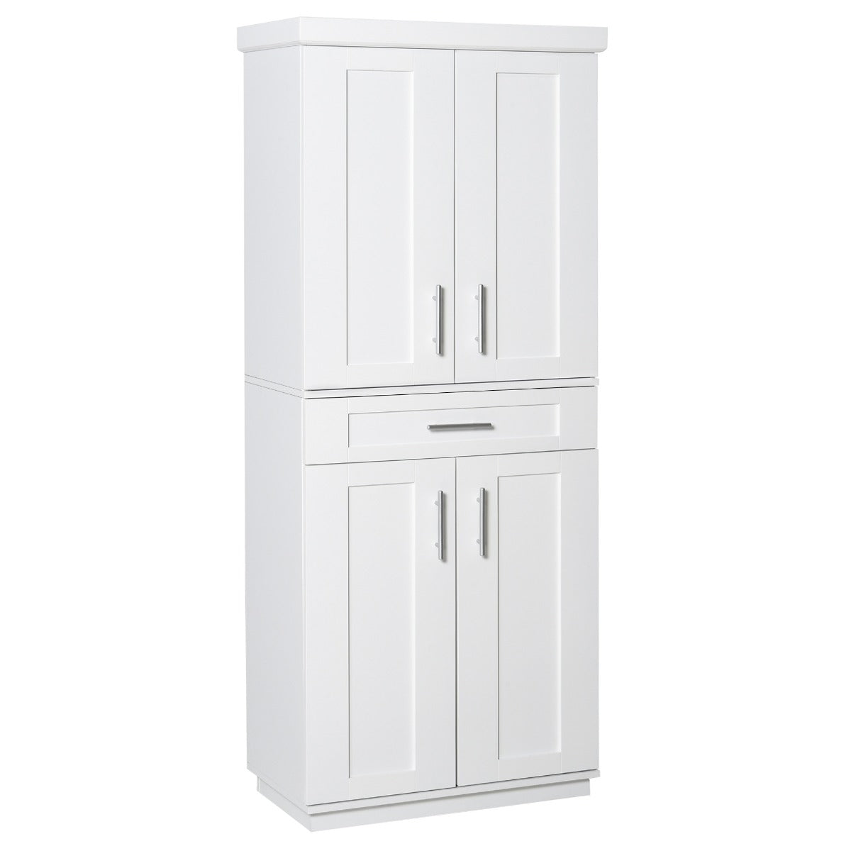 HOMCOM White Pantry Cabinet with Adjustable Shelving for Kitchen, Perfect for Family, White