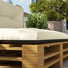 Outsunny 2 Seater Pallet Cushions Outdoor 3.9" Thick Replacement Cushions - Tufted Design for Garden, Patio, Cream White