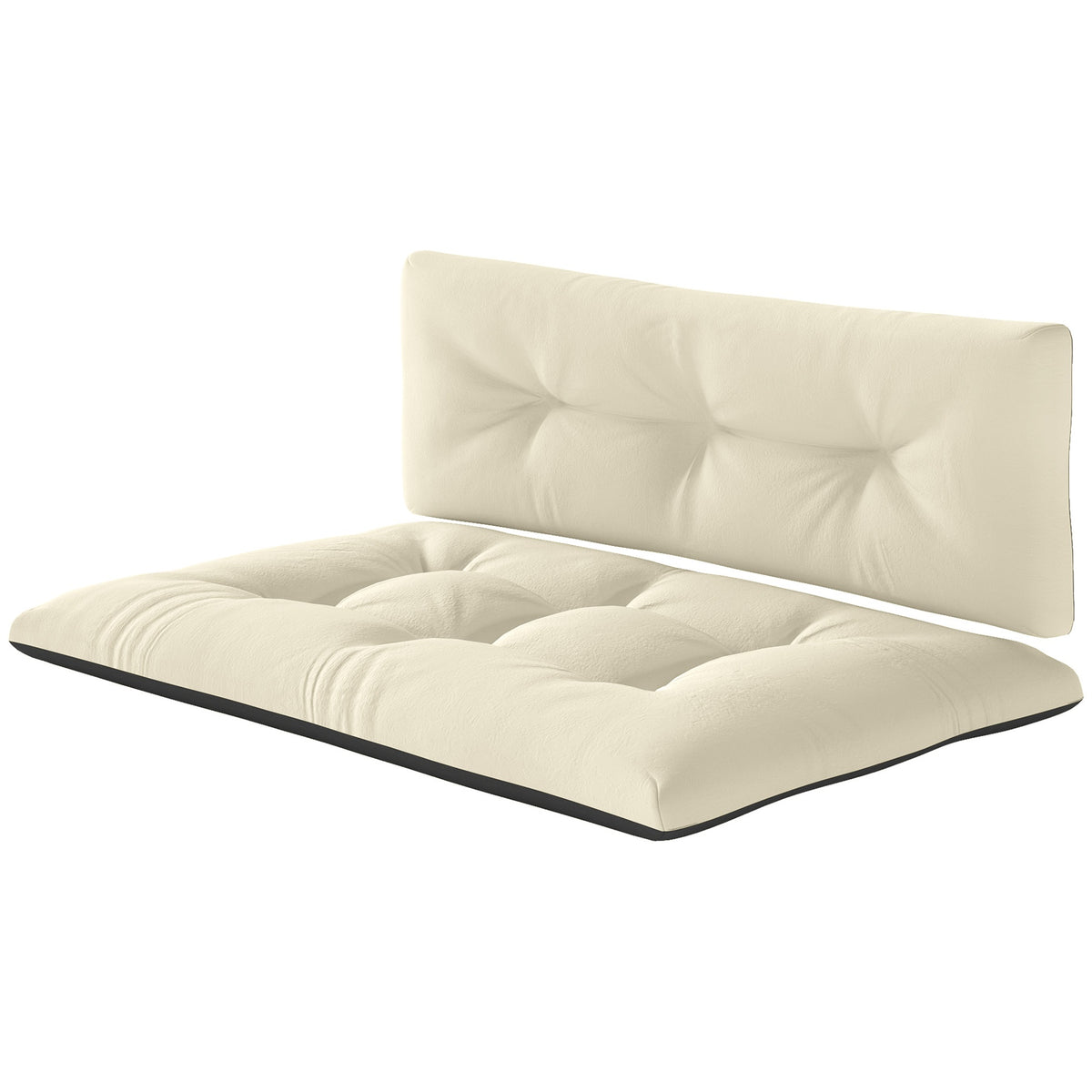 Outsunny 2 Seater Pallet Cushions Outdoor 3.9" Thick Replacement Cushions - Tufted Design for Garden, Patio, Cream White