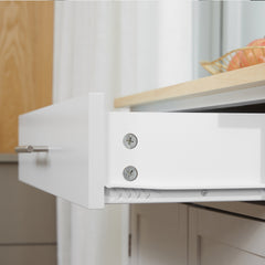 HOMCOM Kitchen Island Cart, Rolling Island Table with Solid Wood Top, Trolley Cart with Drawer, Storage Cabinet & Towel Rack, White