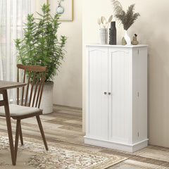 HOMCOM Freestanding Kitchen Pantry Cabinet, Kitchen Sideboard Cabinet with 12 Door Shelves, Double Doors, 5-tier Shelving, Paper White