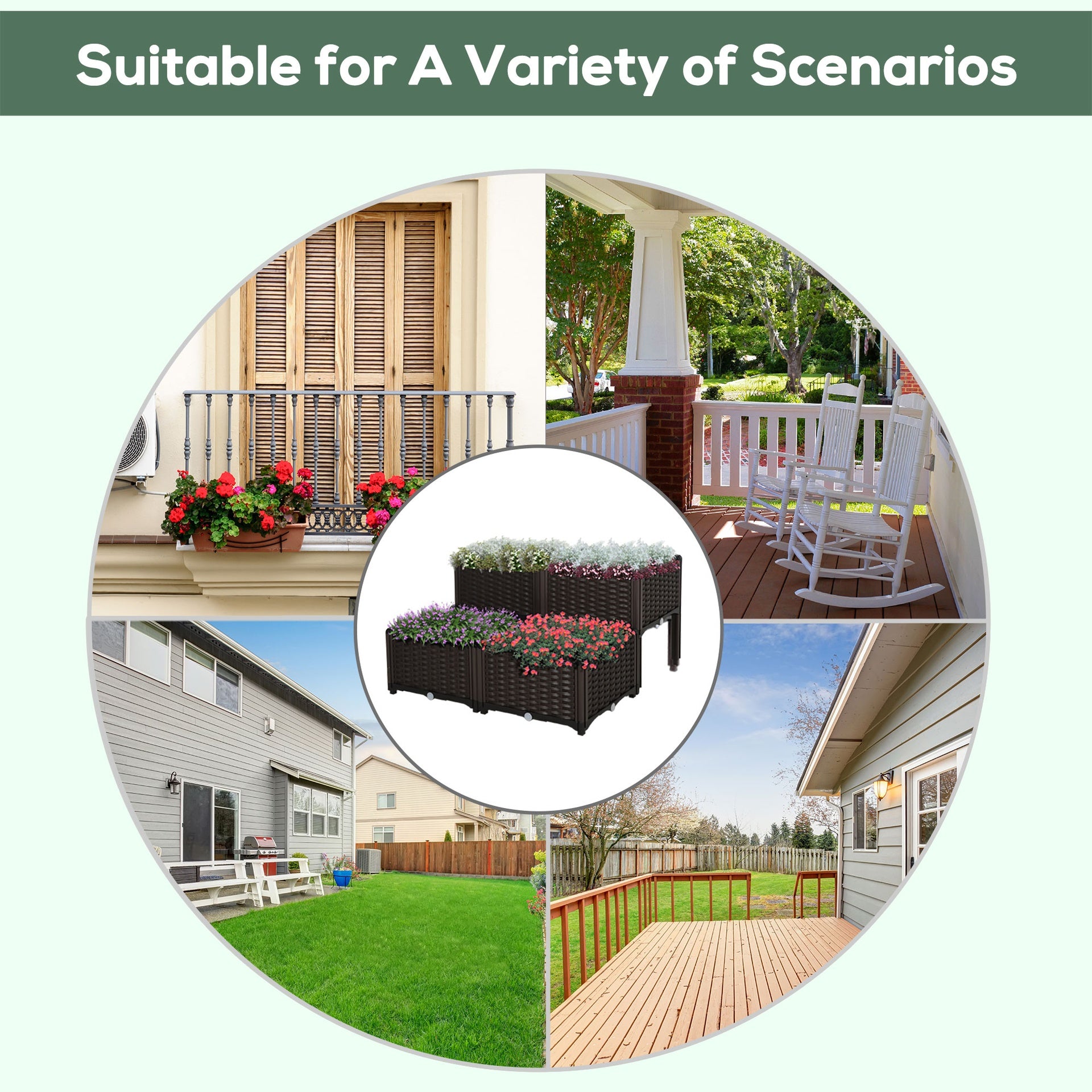 Outsunny 4 Piece Raised Garden Bed with Legs, Planter Box Raised Bed to Grow Flowers, Herbs & Vegetables, Brown