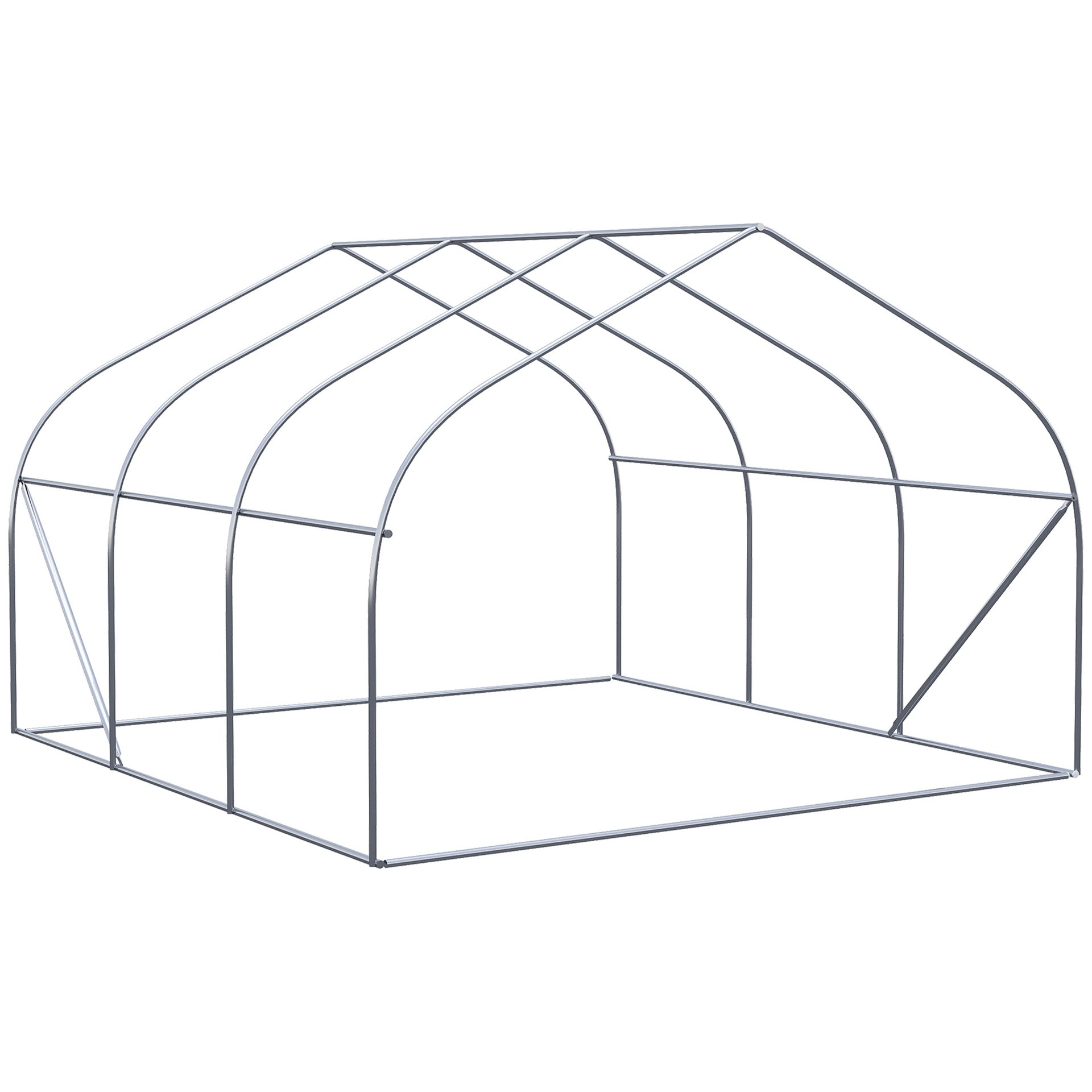 Outsunny 11.5' x 10' x 6.5' Walk-in Greenhouse, Tunnel Green House with Zippered Door and 6 Mesh Windows, Gardening Plant Hot House with Galvanized Steel Frame, White