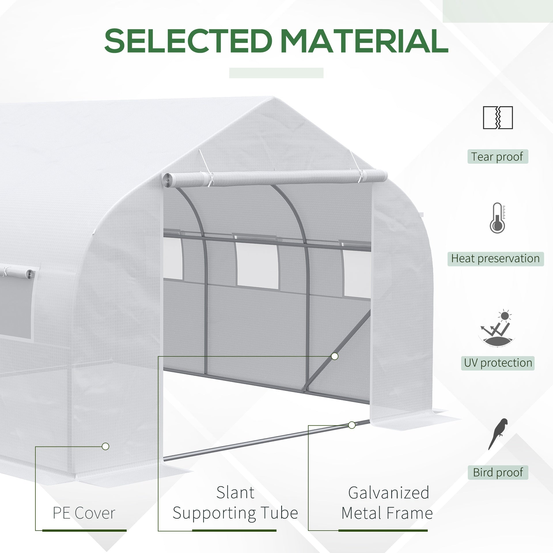Outsunny 11.5' x 10' x 6.5' Walk-in Greenhouse, Tunnel Green House with Zippered Door and 6 Mesh Windows, Gardening Plant Hot House with Galvanized Steel Frame, White