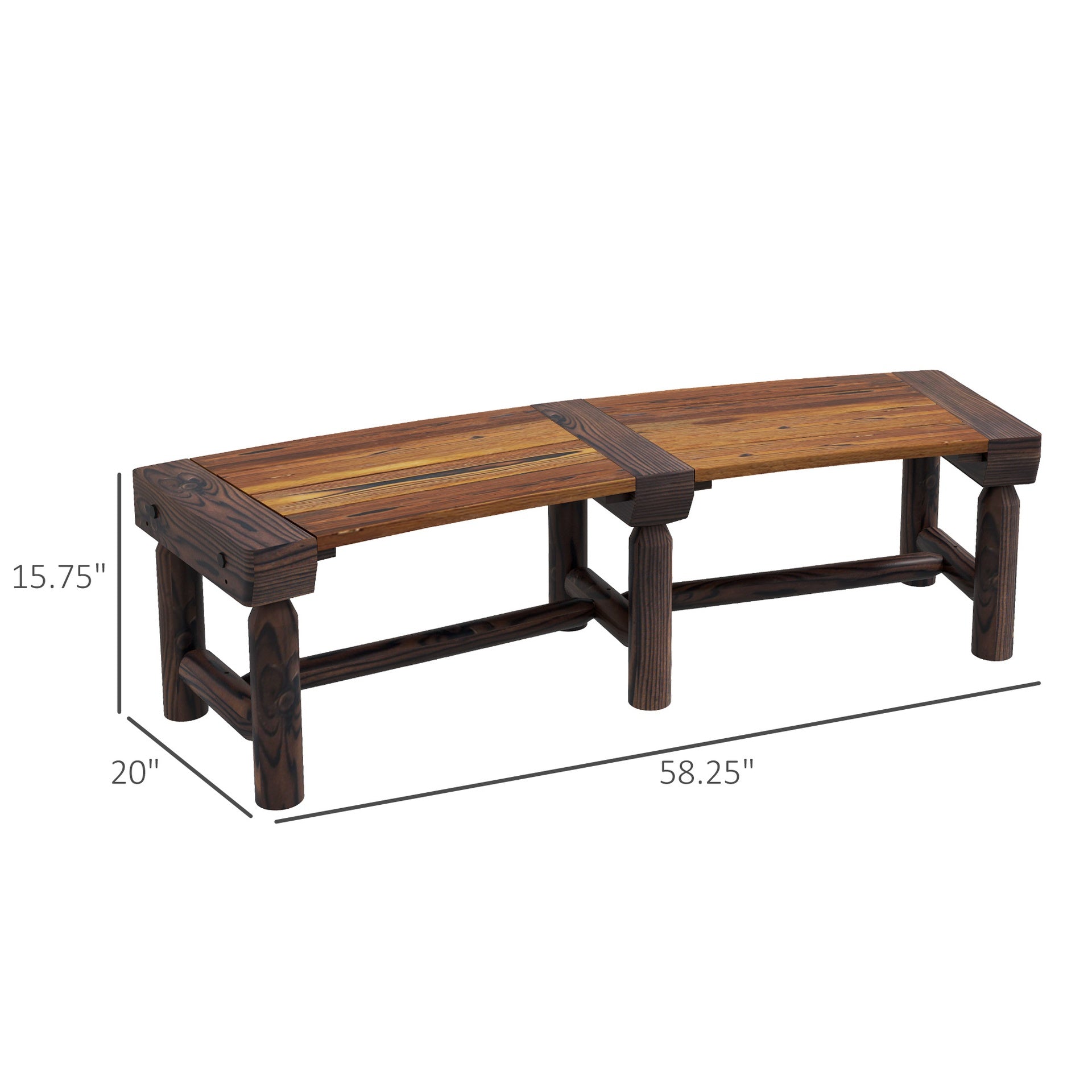 Outsunny Wooden Garden Bench, Semicircular Round Outdoor Tree Bench, Wrap Around Park Bench for Yard, Patio, Deck, Lawn, Brown
