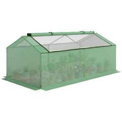 Outsunny 71" x 36" x 28" Mini Greenhouse Portable Hot House for Plants with Large Zipper Windows for Outdoor, Indoor, Garden, Green