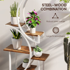 Outsunny Plant Stand Indoor, 8 Tier 62" S-Shaped Plant Shelf, Corner Plant Rack for Multiple Plants, Carbonised Finish