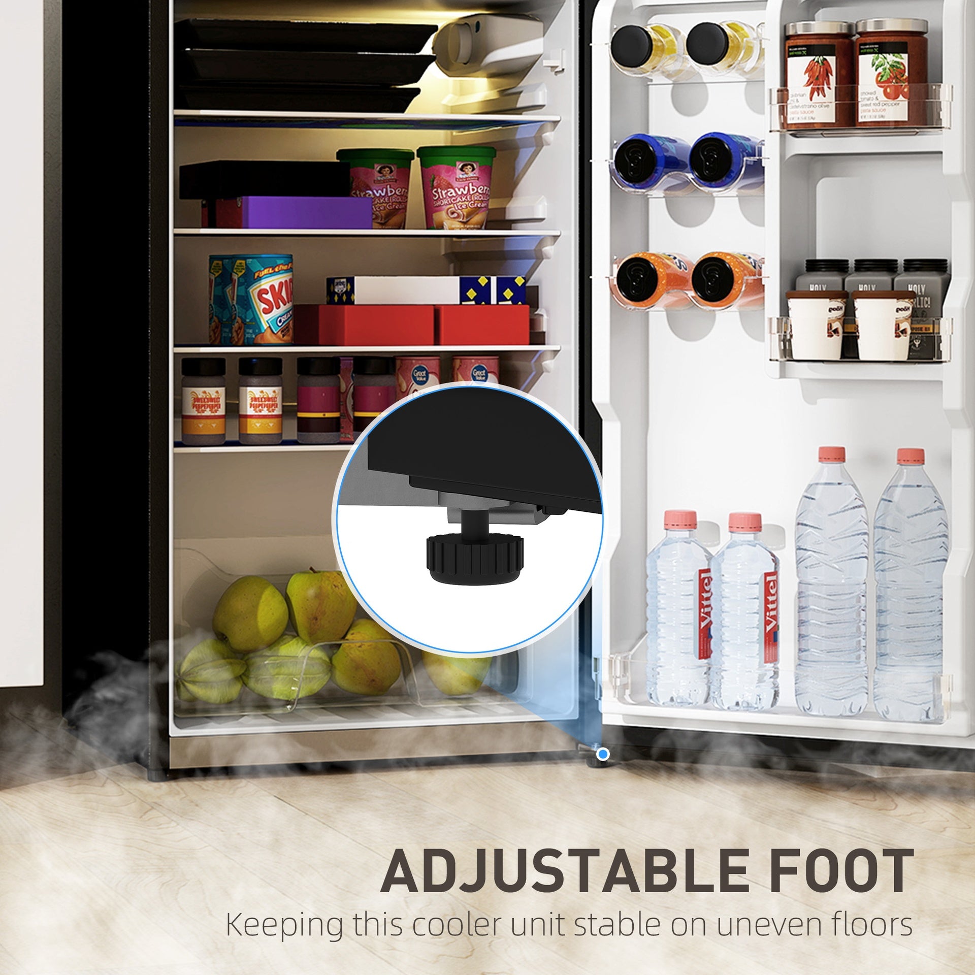 HOMCOM Small Fridge with Freezer, 4 Cu Ft Refrigerator with Reversible Doors, Black