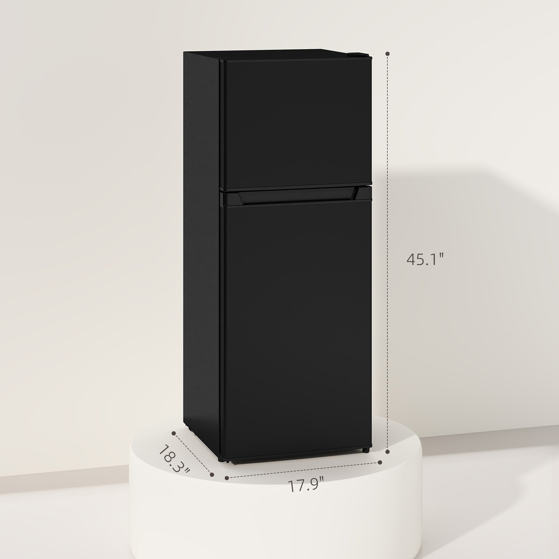 HOMCOM Small Fridge with Freezer, 4 Cu Ft Refrigerator with Reversible Doors, Black