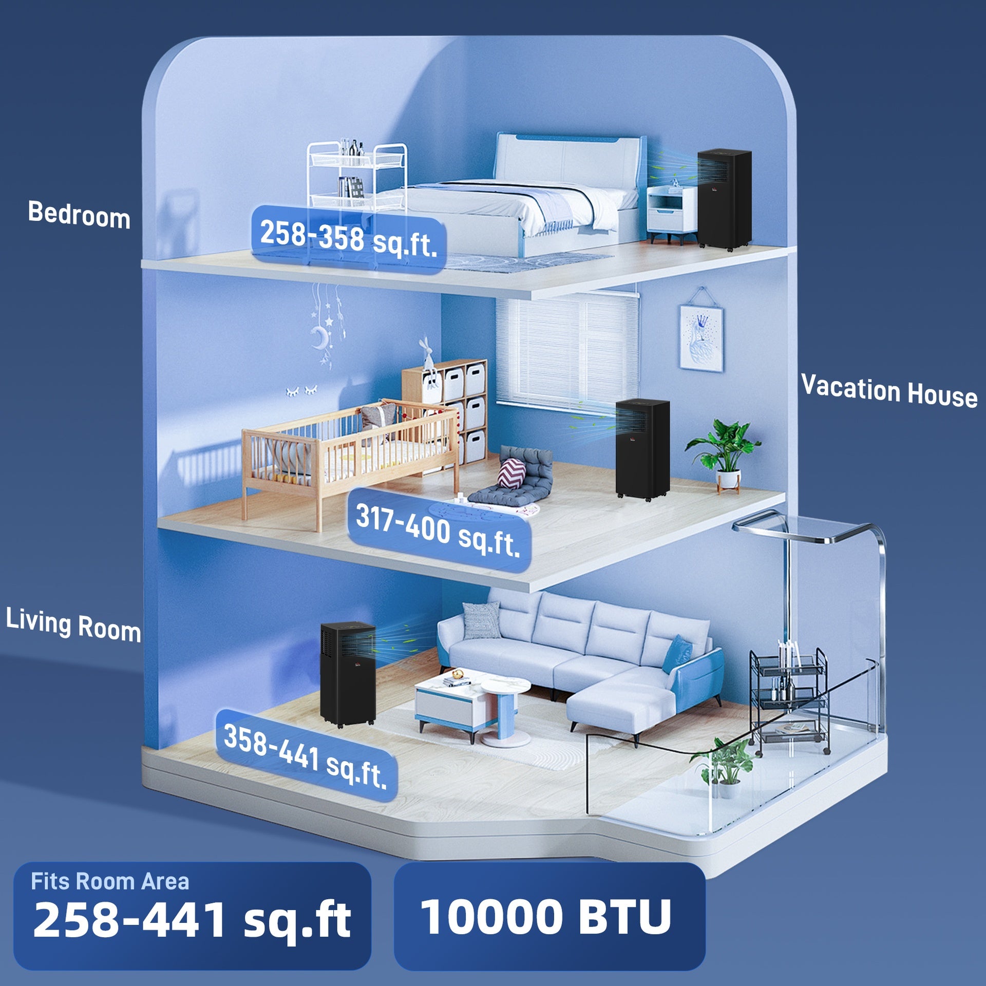 HOMCOM 10000 BTU Mobile Air Conditioner, 441 Sq. Ft., AC Unit with Dehumidifier, Sleep, 24H Timer On/Off, Window Kit, Black