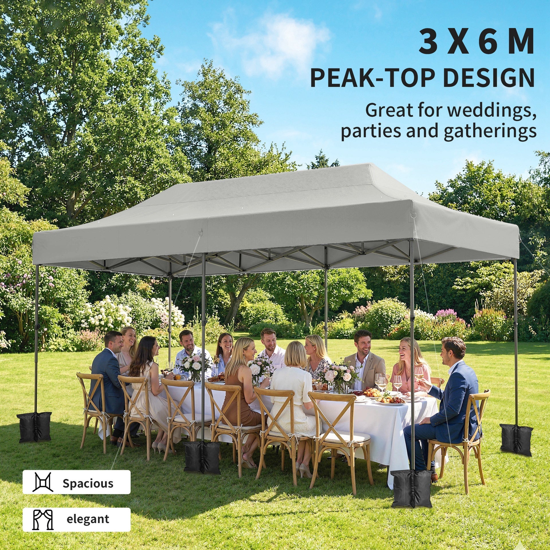 Outsunny 10 x 20 ft Pop Up Canopy Tent, Heavy Duty UPF50+ Outdoor Portable Instant Canopy Shelter with Wheeled Bag, White