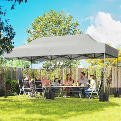 Outsunny 10 x 20 ft Pop Up Canopy Tent, Heavy Duty UPF50+ Outdoor Portable Instant Canopy Shelter with Wheeled Bag, White