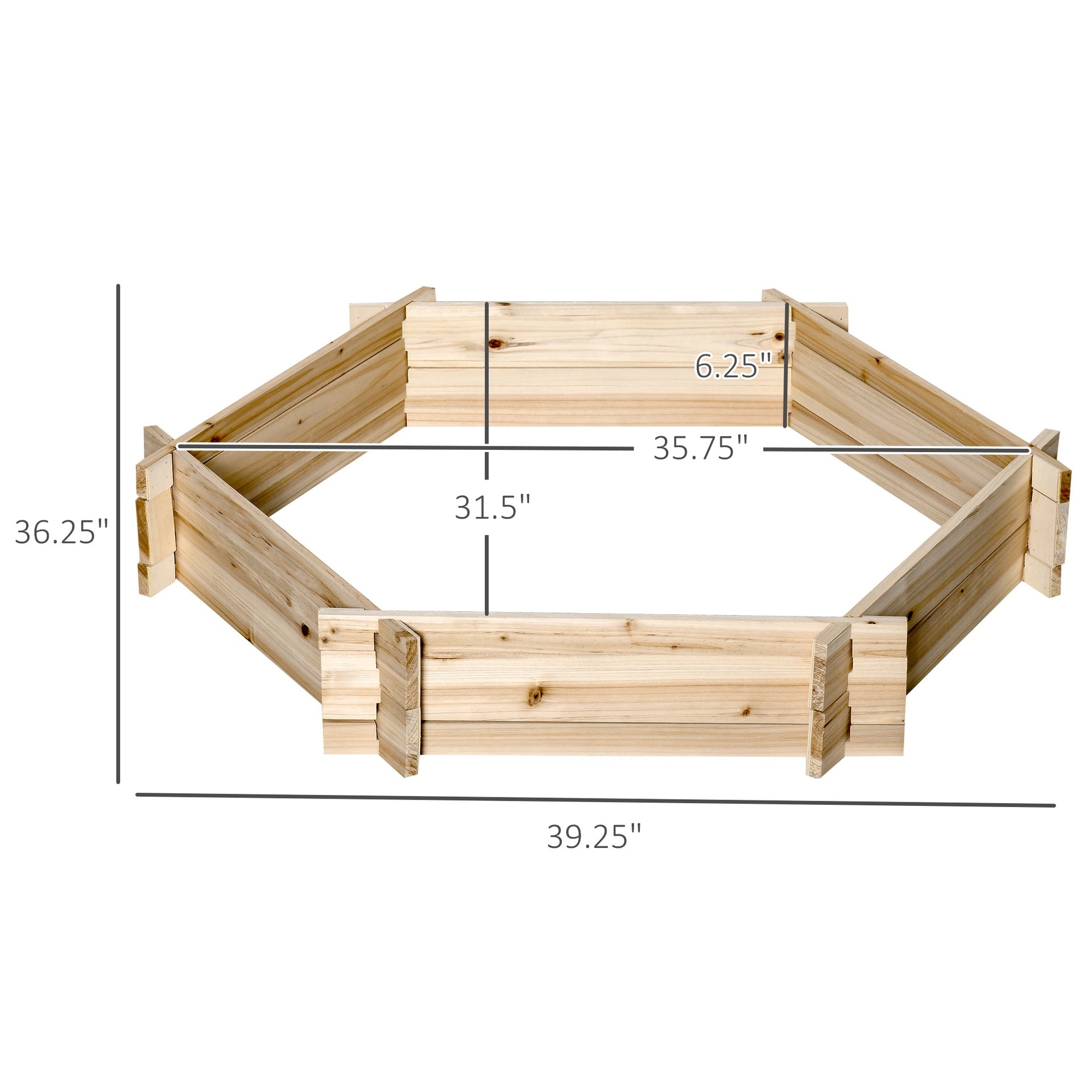Outsunny 39'' x 36'' Screwless Raised Garden Bed, Hexagon Planter Box DIY Herb Garden