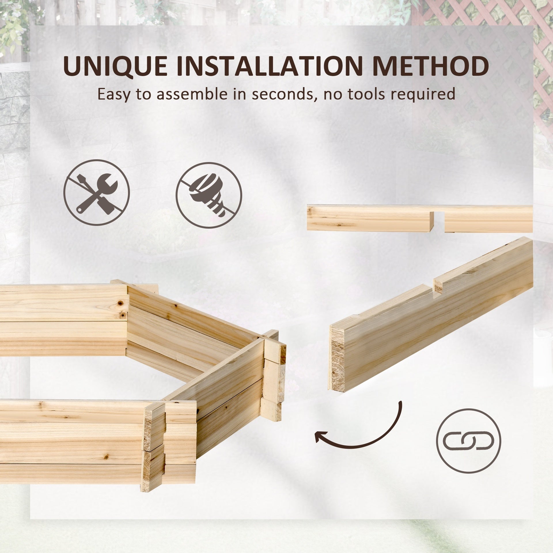 Outsunny 39'' x 36'' Screwless Raised Garden Bed, Hexagon Planter Box DIY Herb Garden
