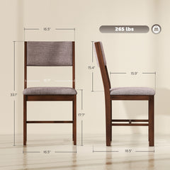 HOMCOM Modern Dining Chairs Set of 4, Linen Fabric Kitchen Chairs with Rubberwood Legs for Dining Room, Living Room, Brown