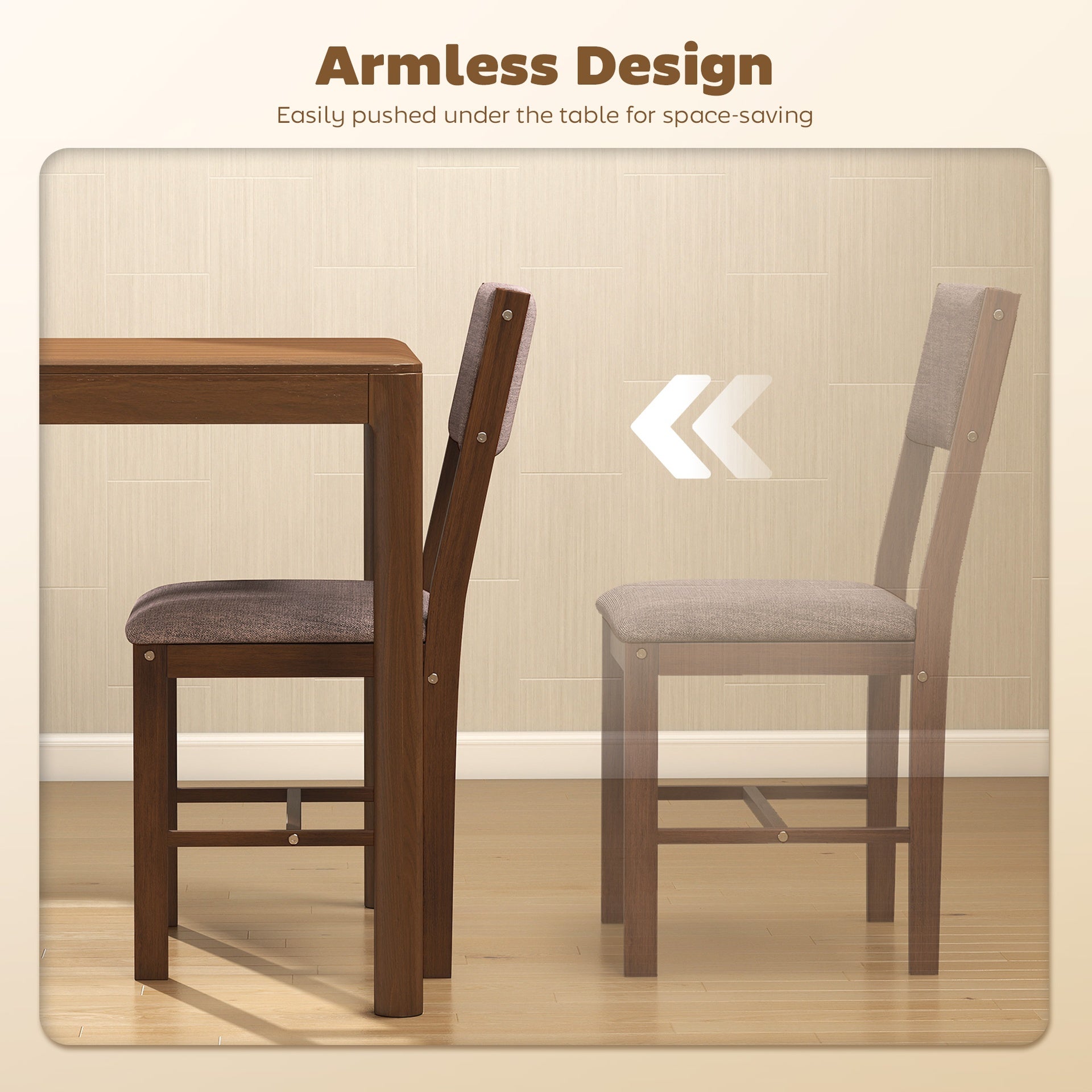 HOMCOM Modern Dining Chairs Set of 4, Linen Fabric Kitchen Chairs with Rubberwood Legs for Dining Room, Living Room, Brown