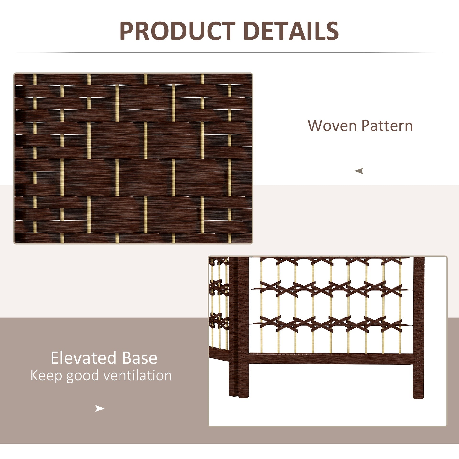 HOMCOM 4 Panel Folding Room Divider Portable Privacy Screen Wave Fiber Room Partition for Home Office Brown