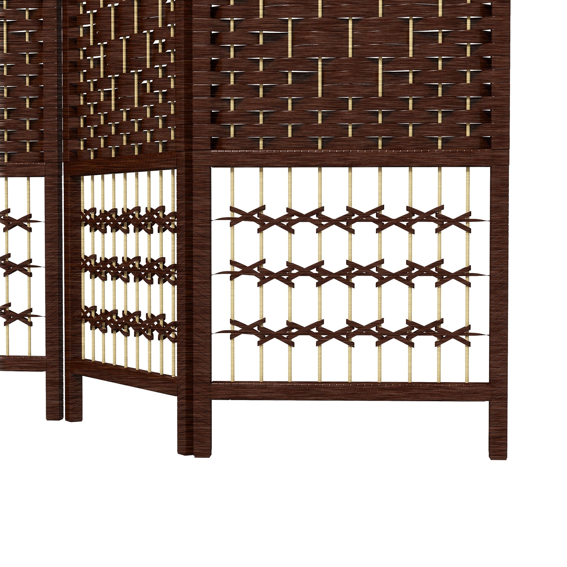 HOMCOM 4 Panel Folding Room Divider Portable Privacy Screen Wave Fiber Room Partition for Home Office Brown