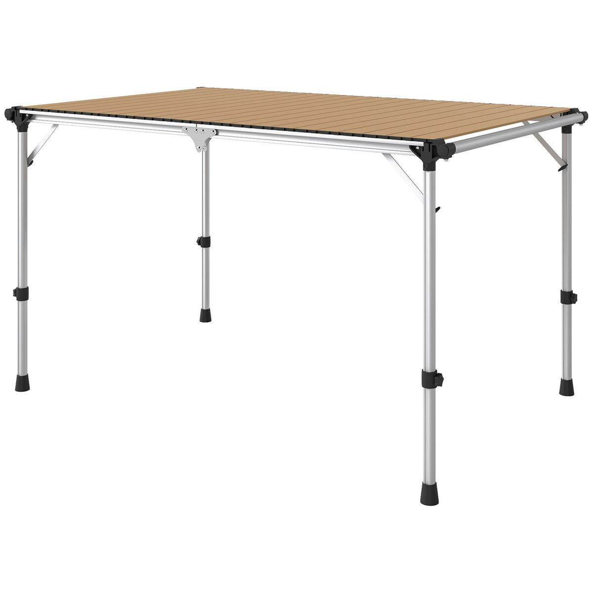Outsunny Folding Camping Table, Adjustable Height Aluminum Table, Portable Camping Table for Picnic, Beach, BBQ