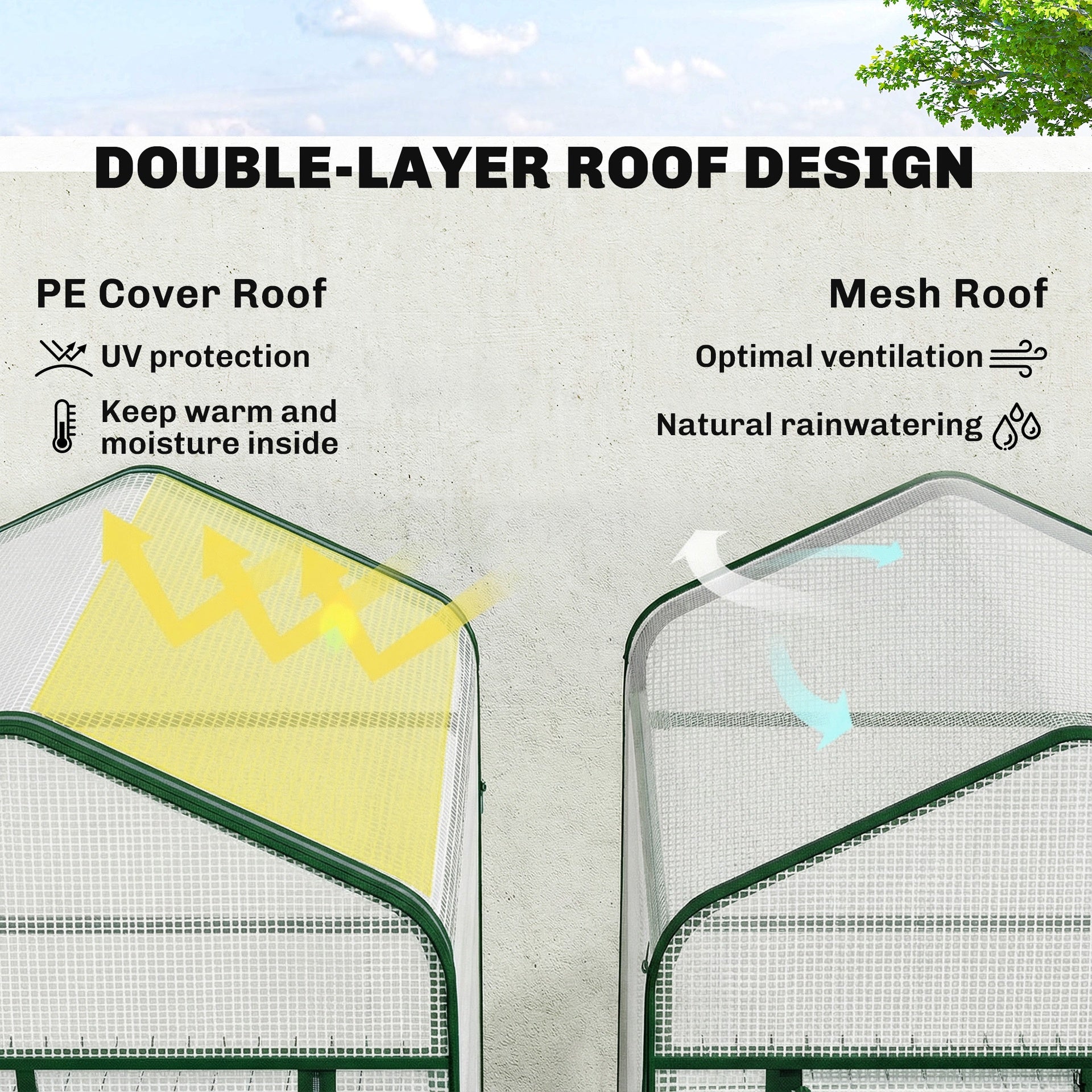 Outsunny Mini Greenhouse with Screen Roof, Portable Small Greenhouse with Roll-Up Zipper Door, 27.6" x 19.7" x 50", White