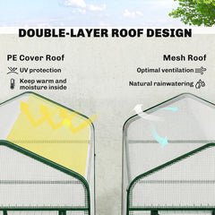 Outsunny Mini Greenhouse with Screen Roof, Portable Small Greenhouse with Roll-Up Zipper Door, 27.6" x 19.7" x 50", White