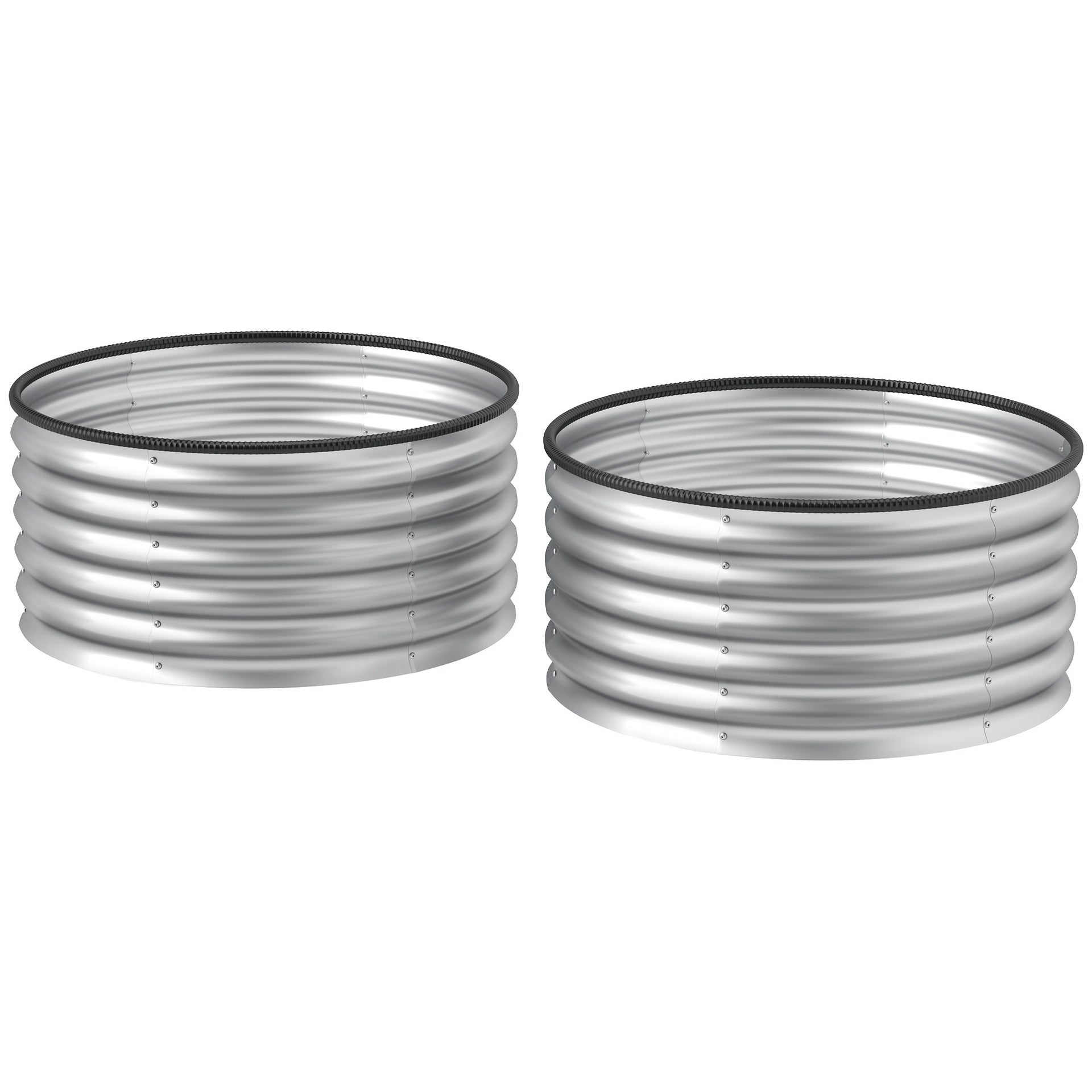 Outsunny Set of 2 Raised Garden Bed, Metal Planter Box with Safety Edging, Easy-to-assemble Stock Tank 3'x3'x1.4' Silver