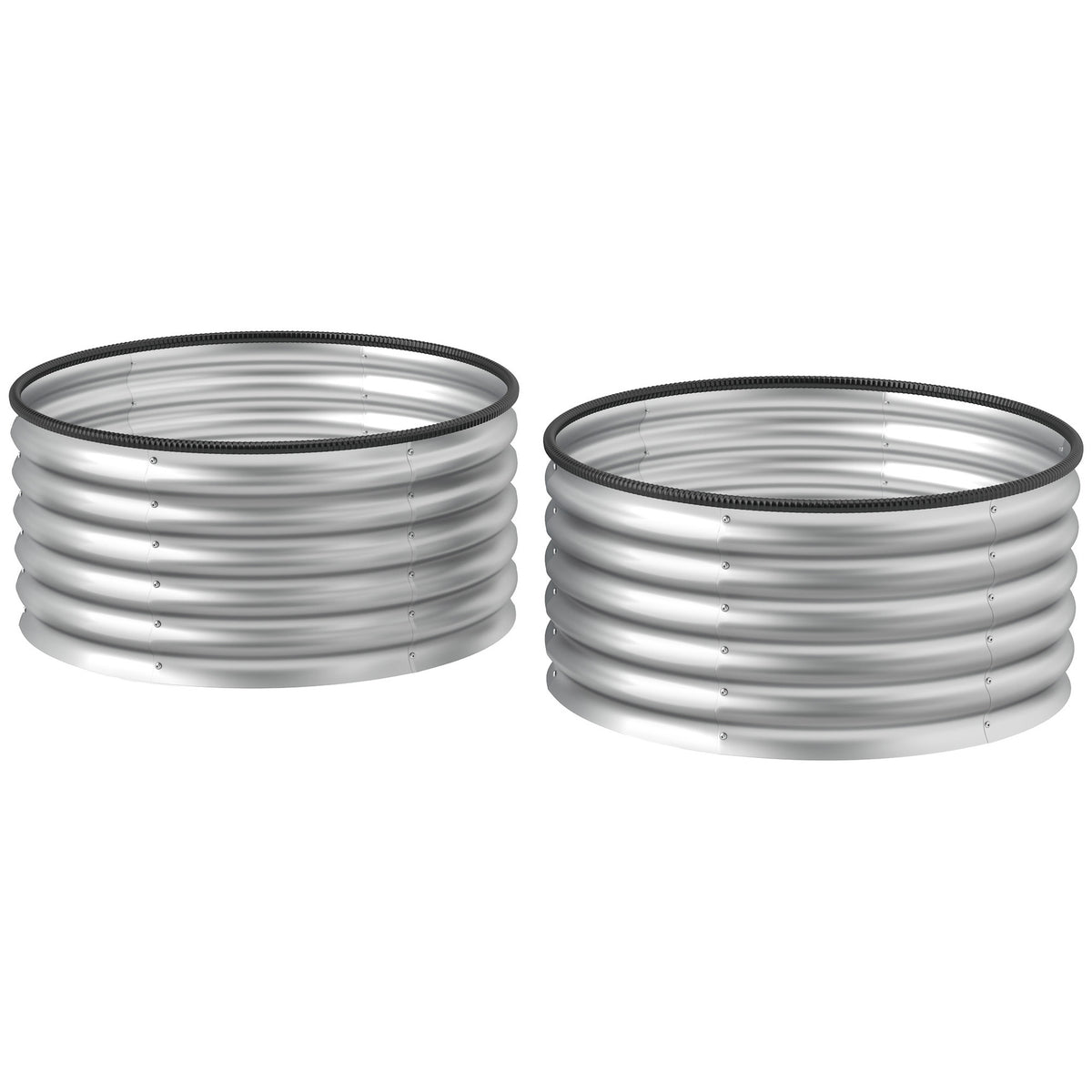 Outsunny Set of 2 Raised Garden Bed, Metal Planter Box with Safety Edging, Easy-to-assemble Stock Tank 3'x3'x1.4' Silver