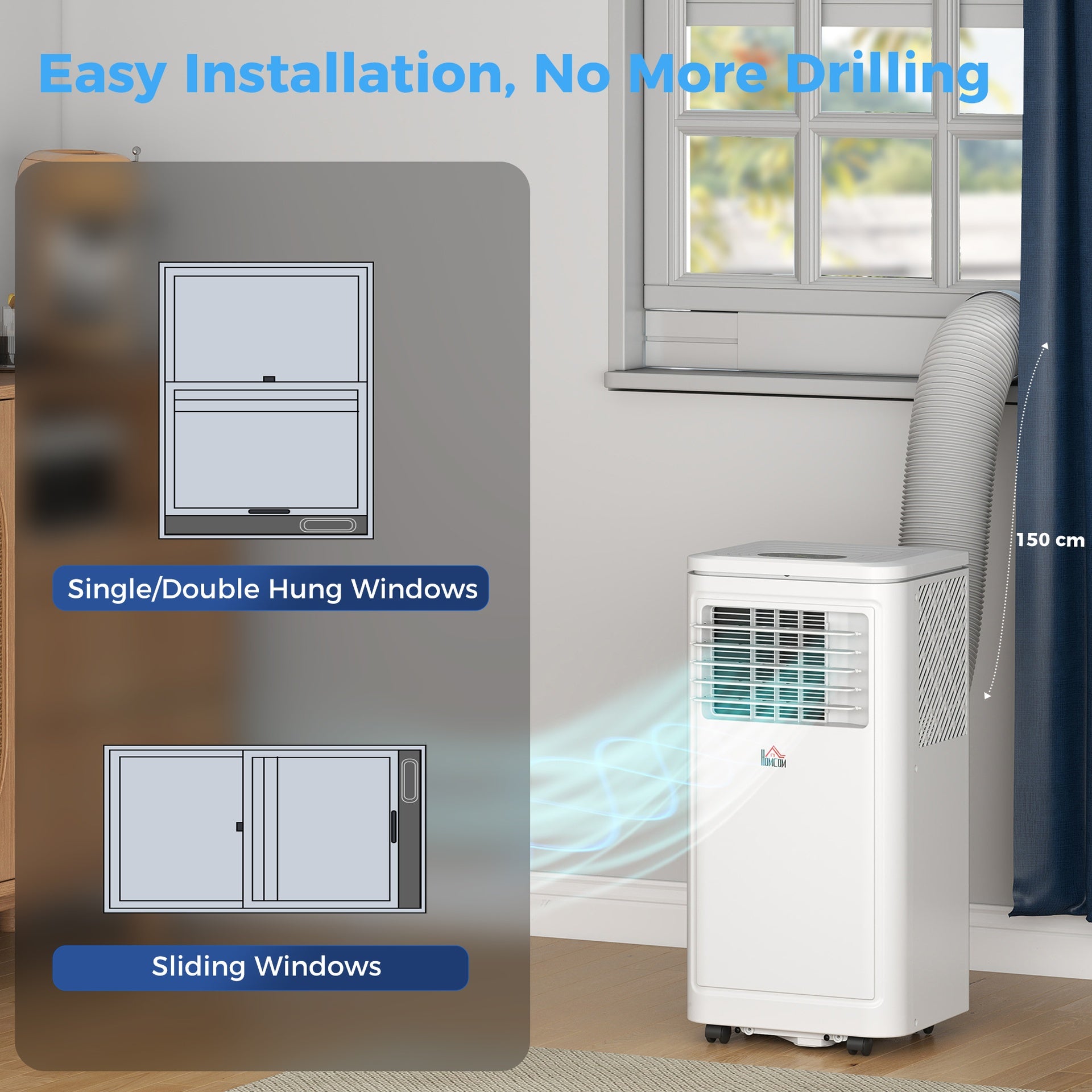 HOMCOM 8,000 BTU Portable AC Unit for Apartment , Compact, Movable & Evaporative Cooler for Small Spaces, White
