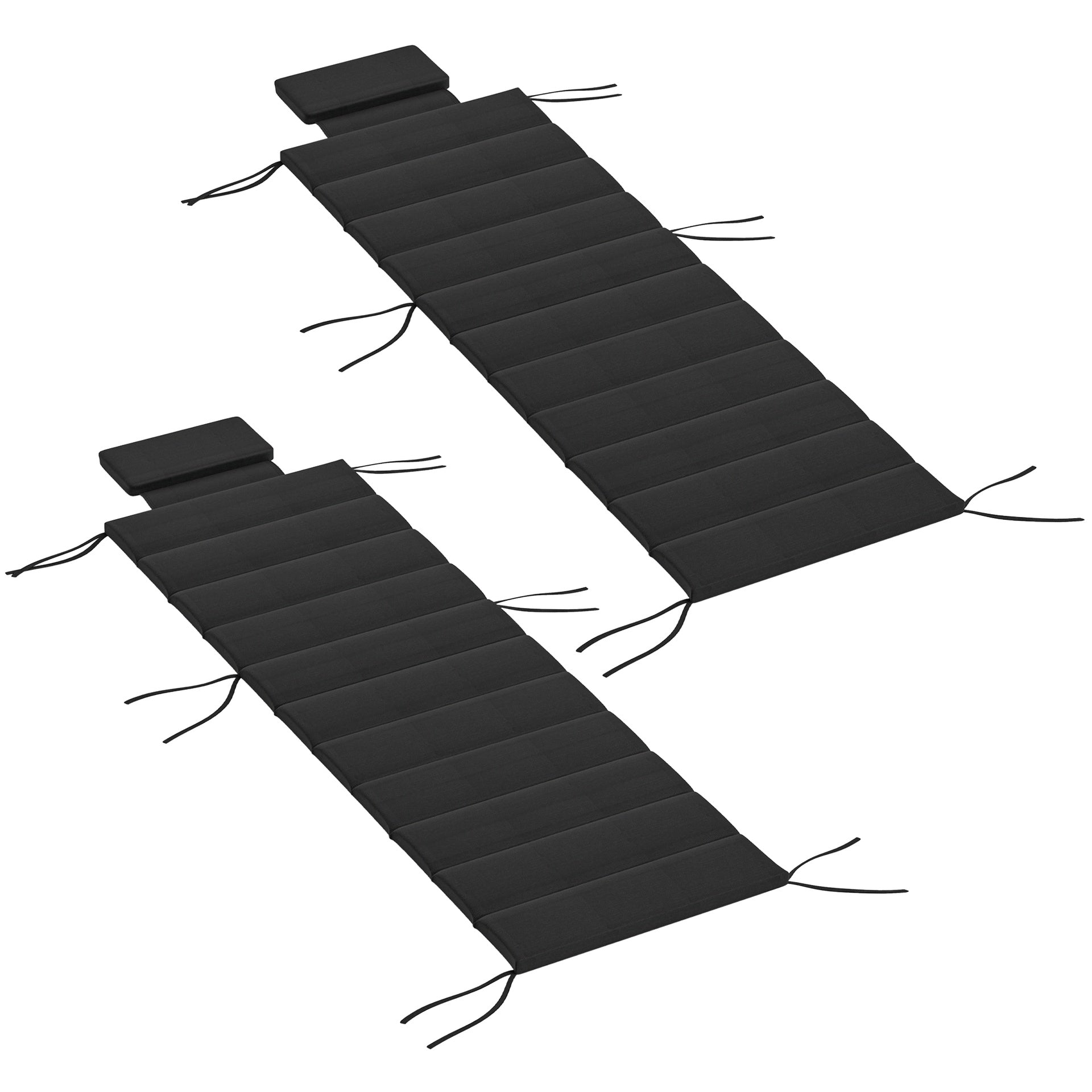 Outsunny Foldable Chaise Lounge Cushion Set of 2, Outdoor Lounge Chair Cushion Set, UPF50+ 230gsm Olefin, 80" x 26" Black
