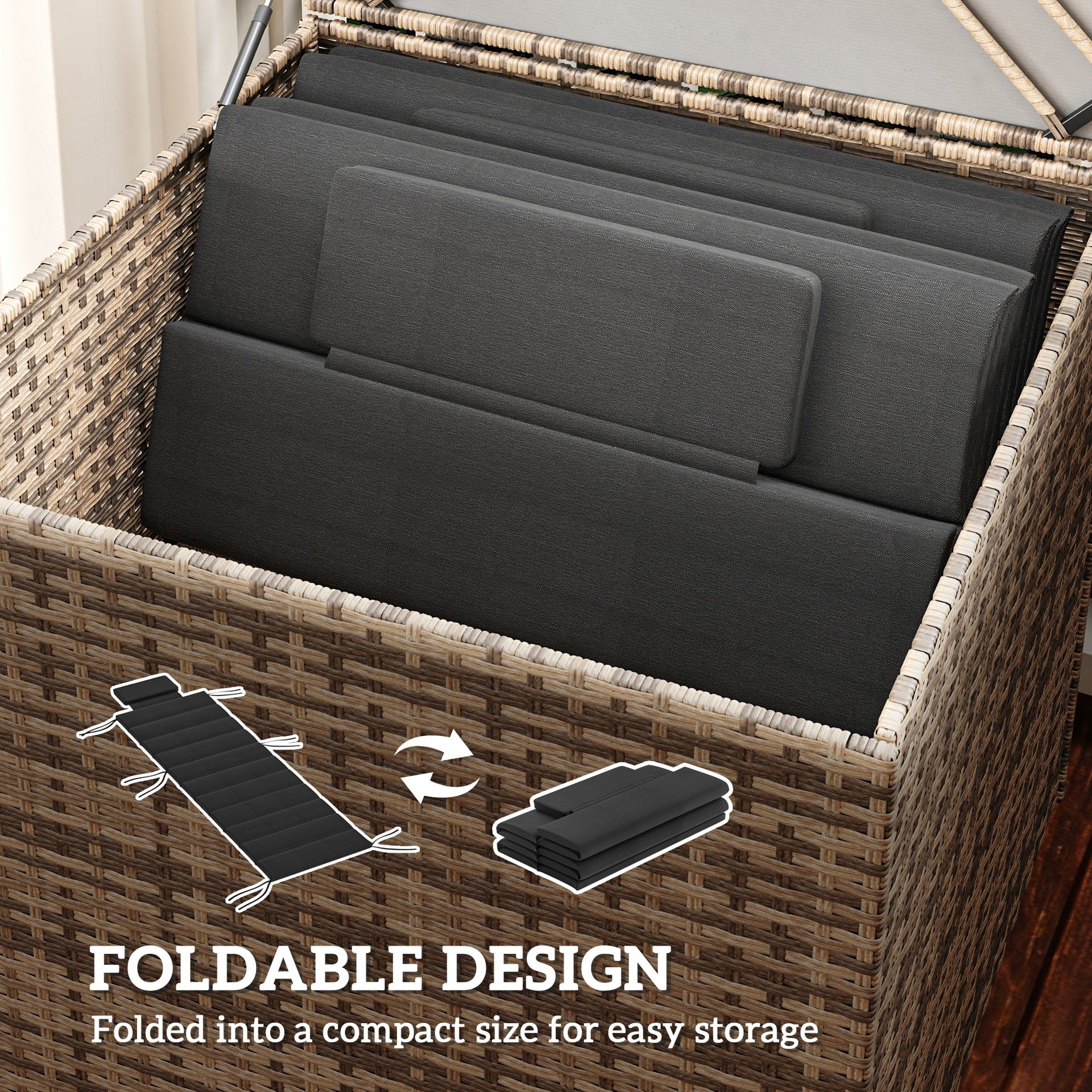 Outsunny Foldable Chaise Lounge Cushion Set of 2, Outdoor Lounge Chair Cushion Set, UPF50+ 230gsm Olefin, 80" x 26" Black