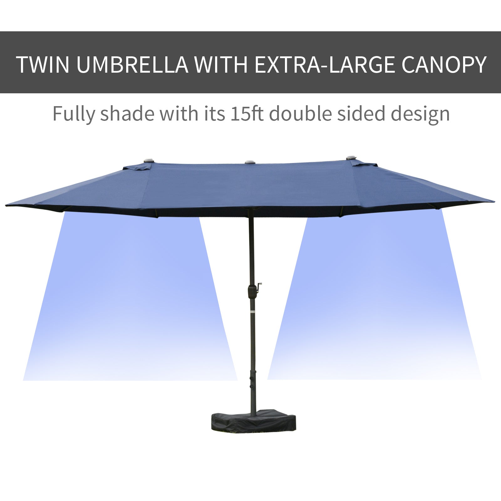 Outsunny Double-Sided Patio Umbrella, Rust-Resistant Steel, Poolside Shade, Dark Blue