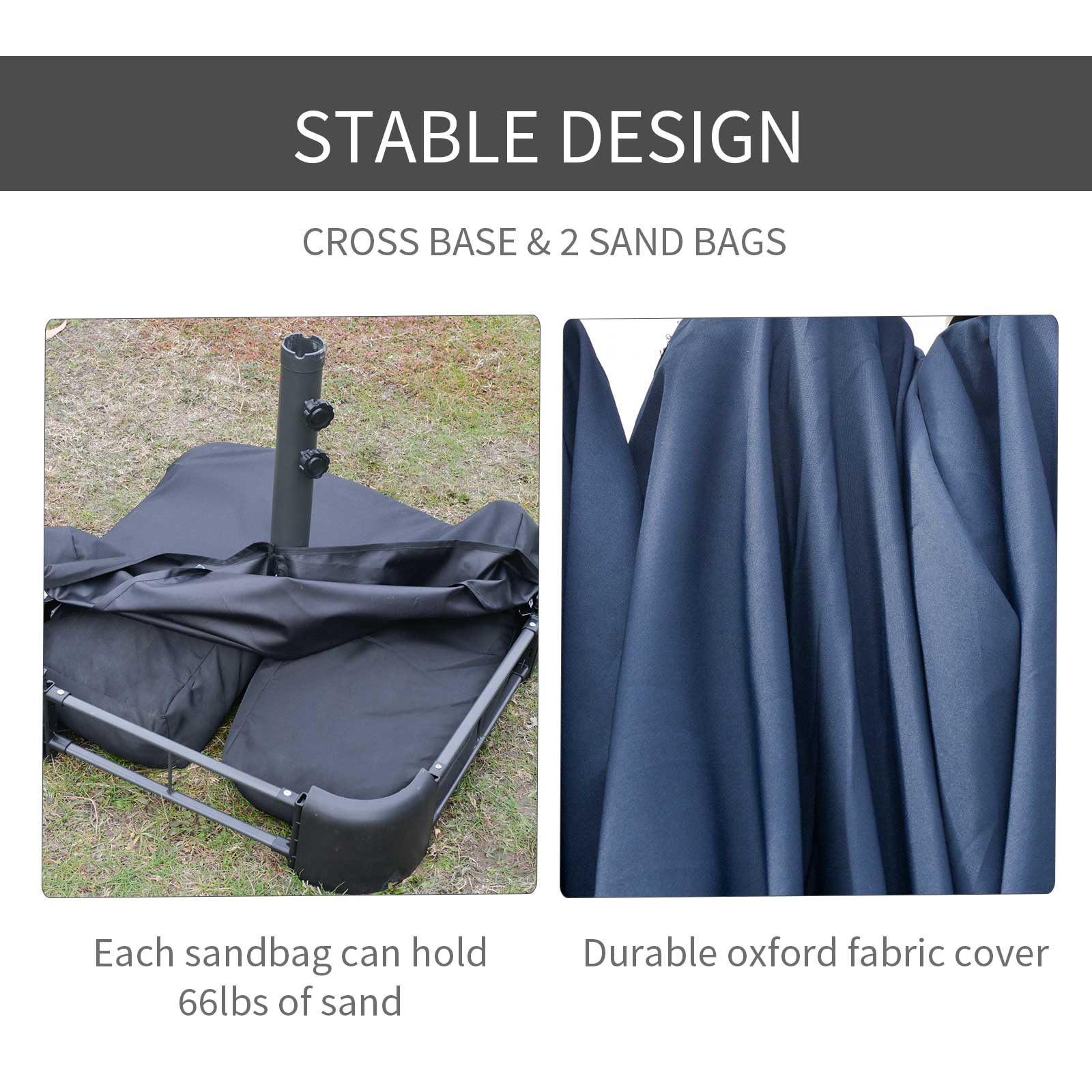 Outsunny Double-Sided Patio Umbrella, Rust-Resistant Steel, Poolside Shade, Dark Blue