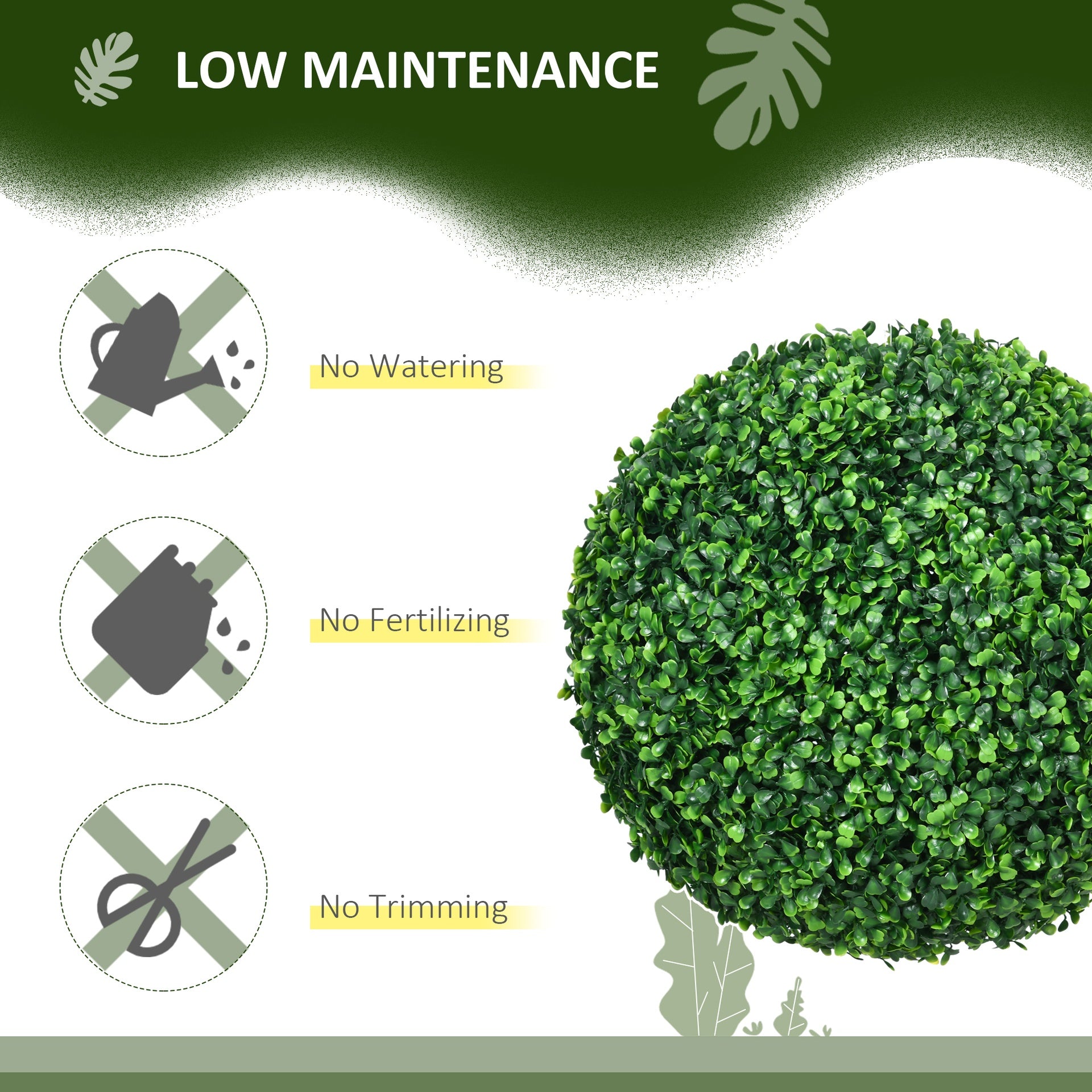 HOMCOM 2 Pack Artificial Tree Boxwood Topiary Balls, 15.7 Inch
