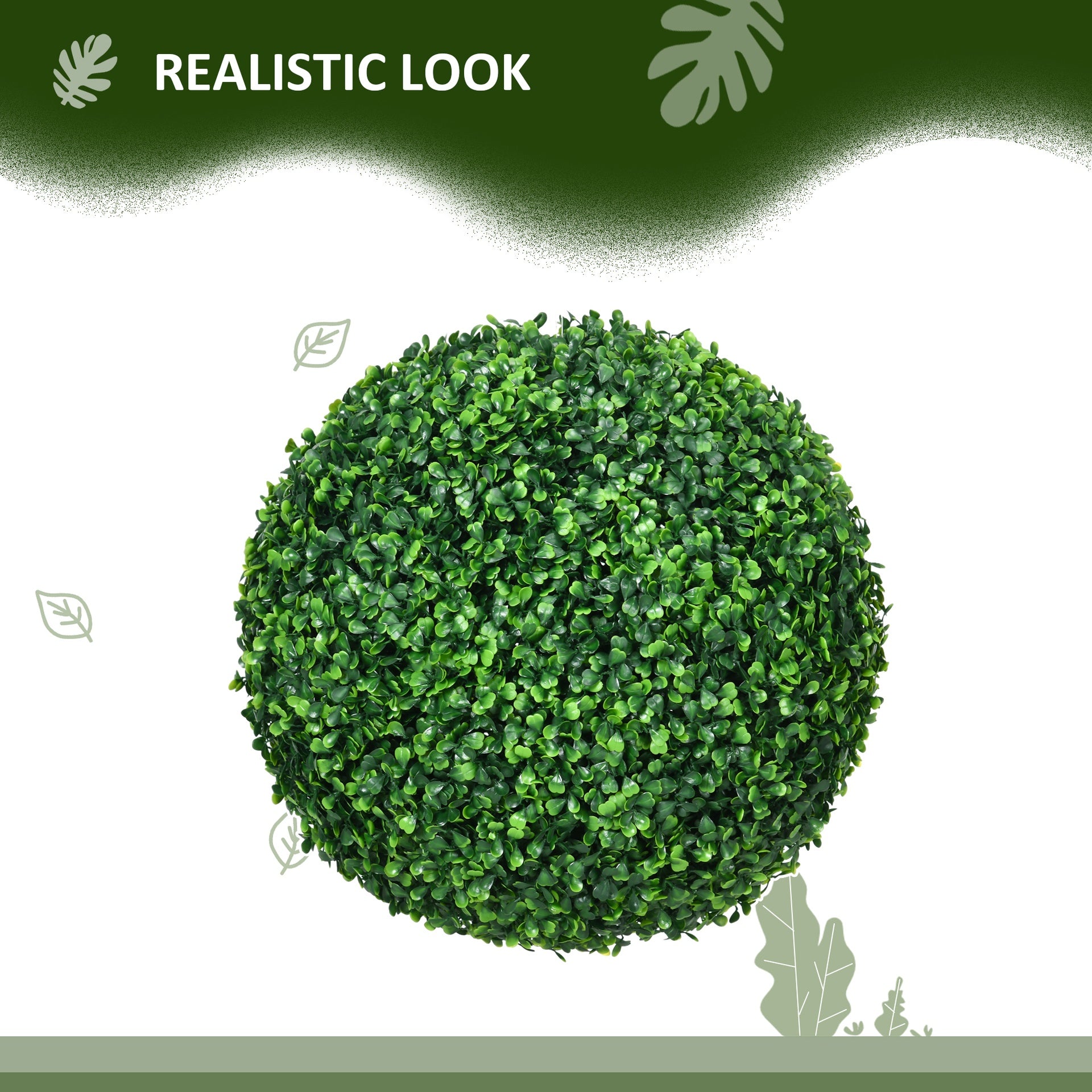 HOMCOM 2 Pack Artificial Tree Boxwood Topiary Balls, 15.7 Inch