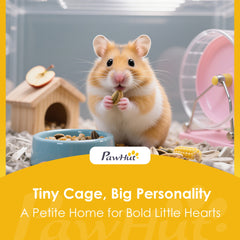PawHut Wooden Hamster Cage, 3-Tier Small Animal Cage with Hut, Seesaw, Ramps, Exercise Wheel, Acrylic Panel and Bottom Tray