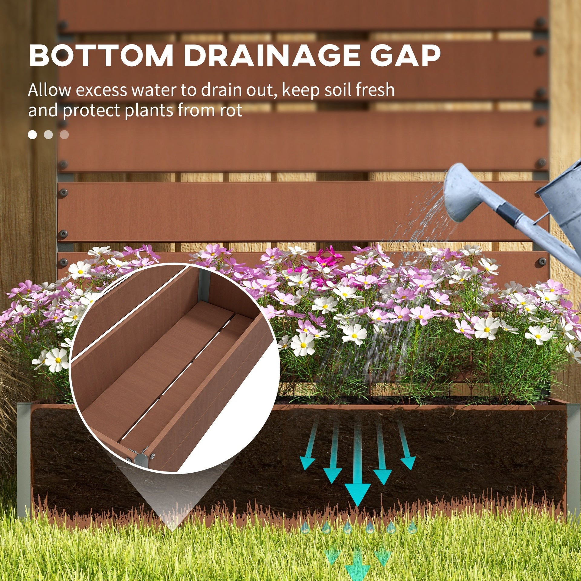 Outsunny Trellis Planter for Climbing Plants, Raised Garden Bed with Trellis, Planter Box for Outdoor Garden, Light Brown