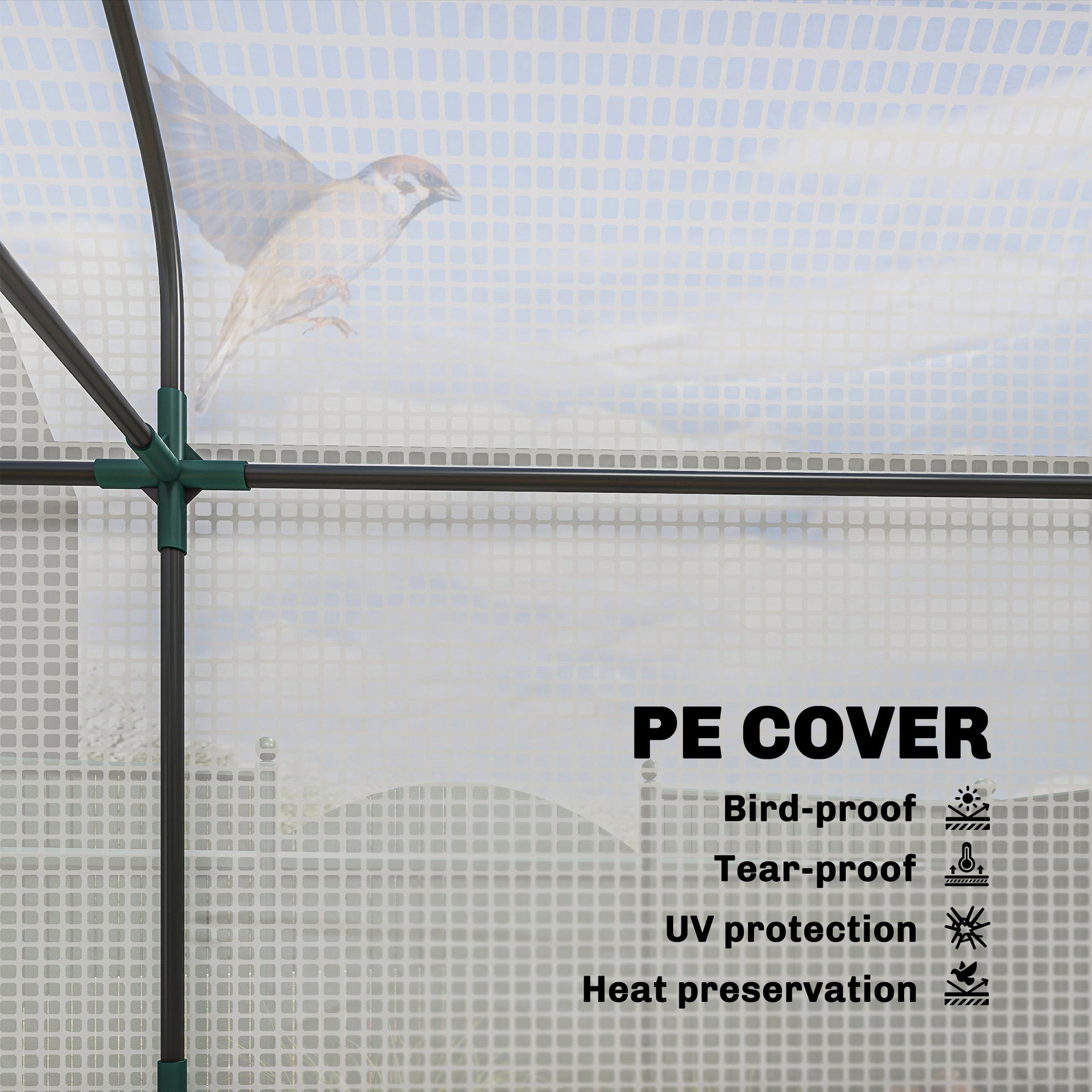 Outsunny 3 Tier Mini Greenhouse, Small Portable Greenhouse with 2 Roll-up Doors, 56.3" x 18.1" x 65", White