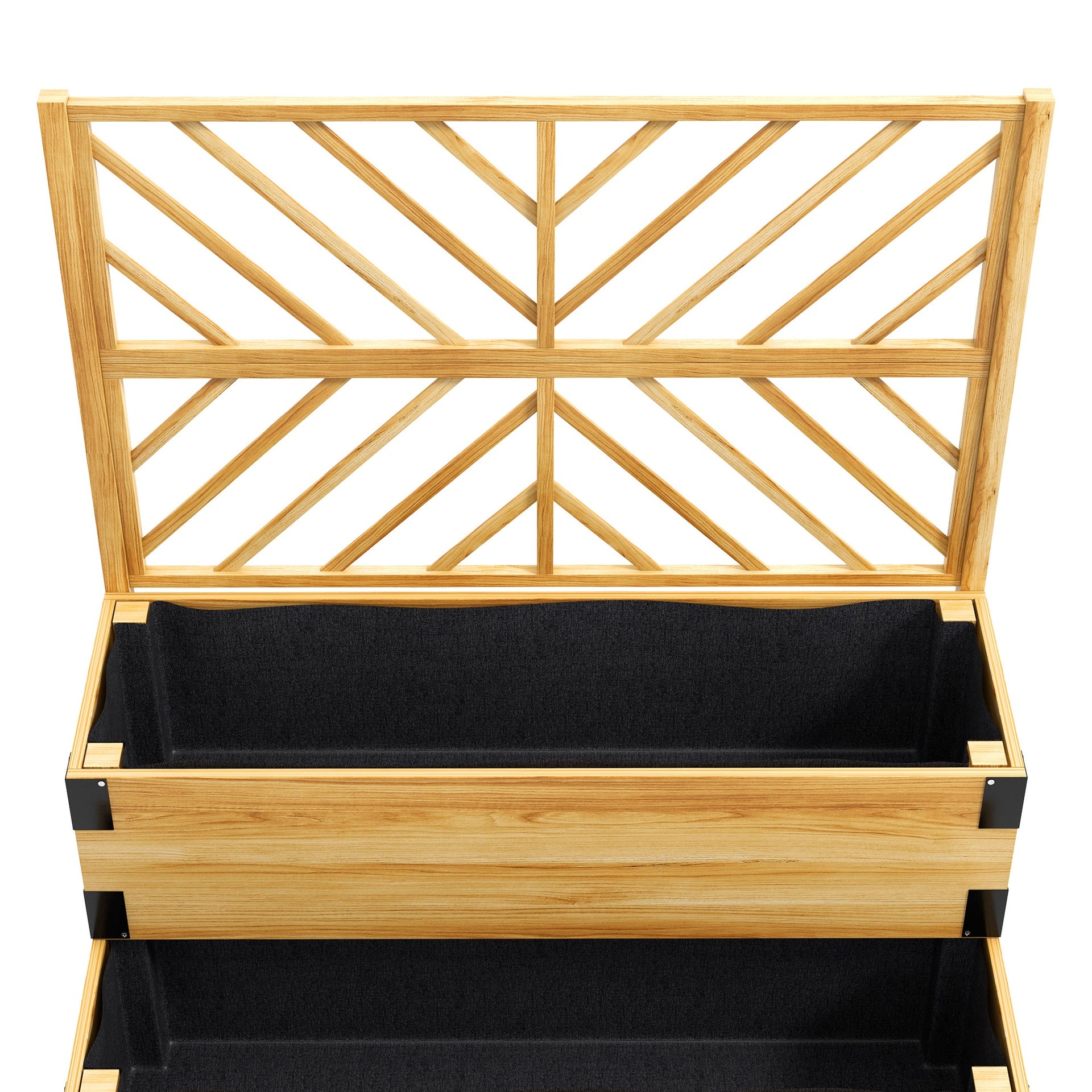 Outsunny 2 Tier Trellis Planter, Wooden Raised Garden Bed, Natural